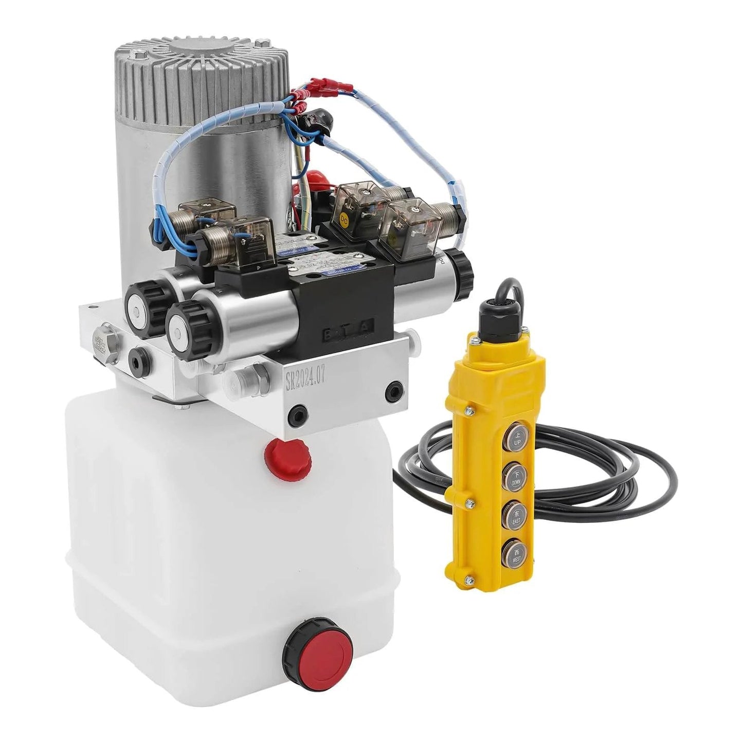 Double Acting Hydraulic Pump 12V DC 4.5 Quart Hydraulic Power Unit with Plastic Reservoir and Control Box