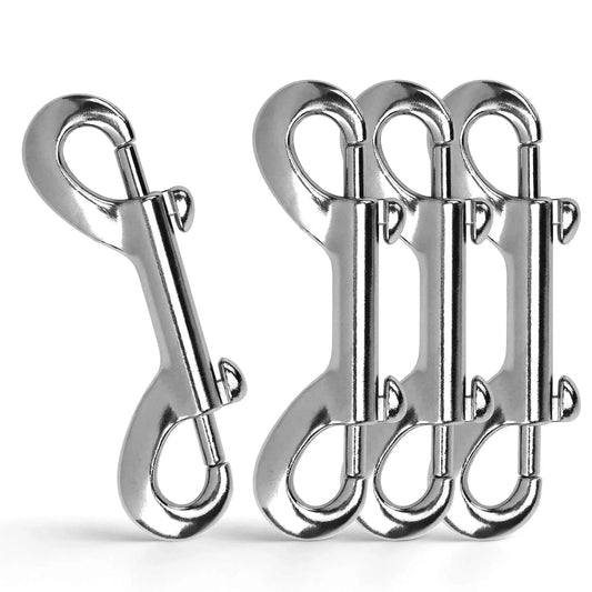 4 Pack Double Ended Snaps 3.5 Inch Zinc Alloy Trigger Metal Clips Silver Double Ended Snap Hooks For Dog Leash Water Buckets Key Holder Carabiner And More For Home Farm Outdoor Use