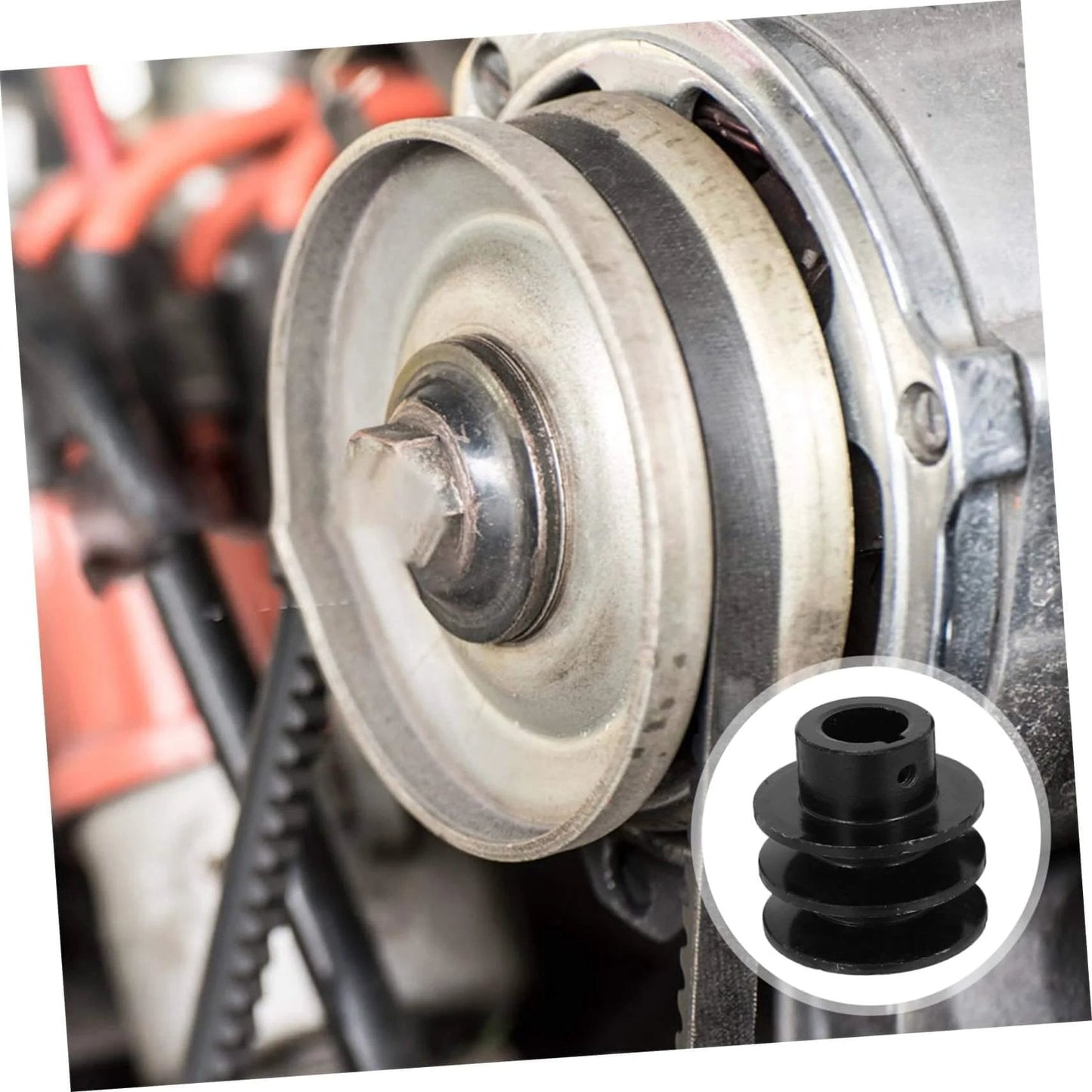 Idler Pulley for Gym Pulley Wheel Gas Engine Belt Sheave Double Installation shown in engine setup close-up