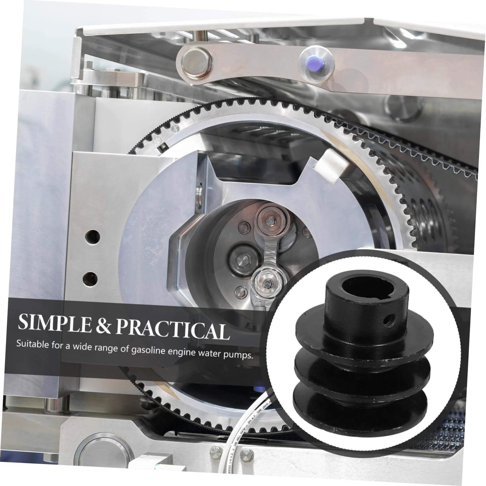 Double Groove Pulley Replacement for V-belt Gas Engine Water Pump Pulley Easy Installation shown in machine setup