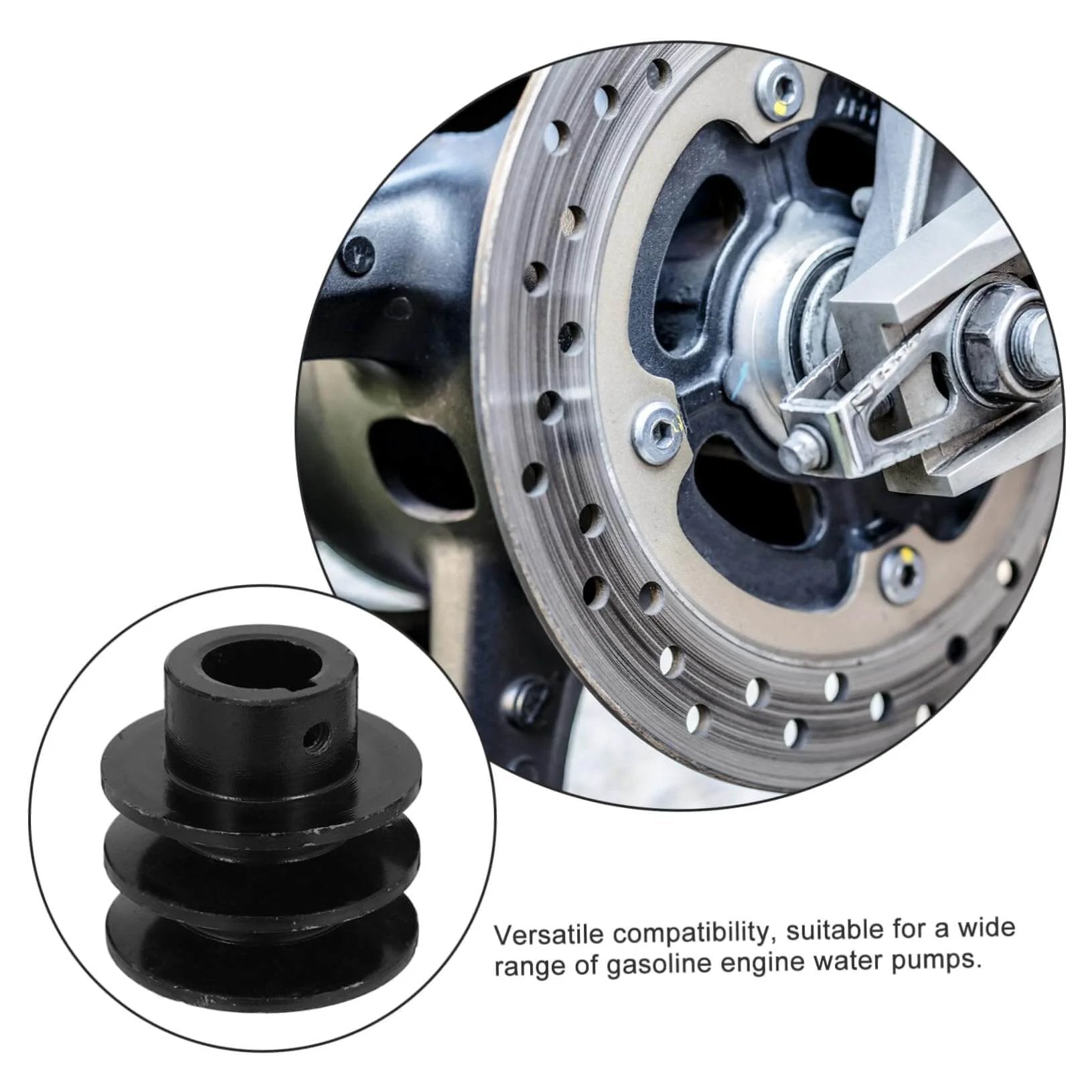 Versatile Gas Engine Belt Pulley Double Groove V-belt Sheave Replacement Pulley for Water Pump Applications, shown installed