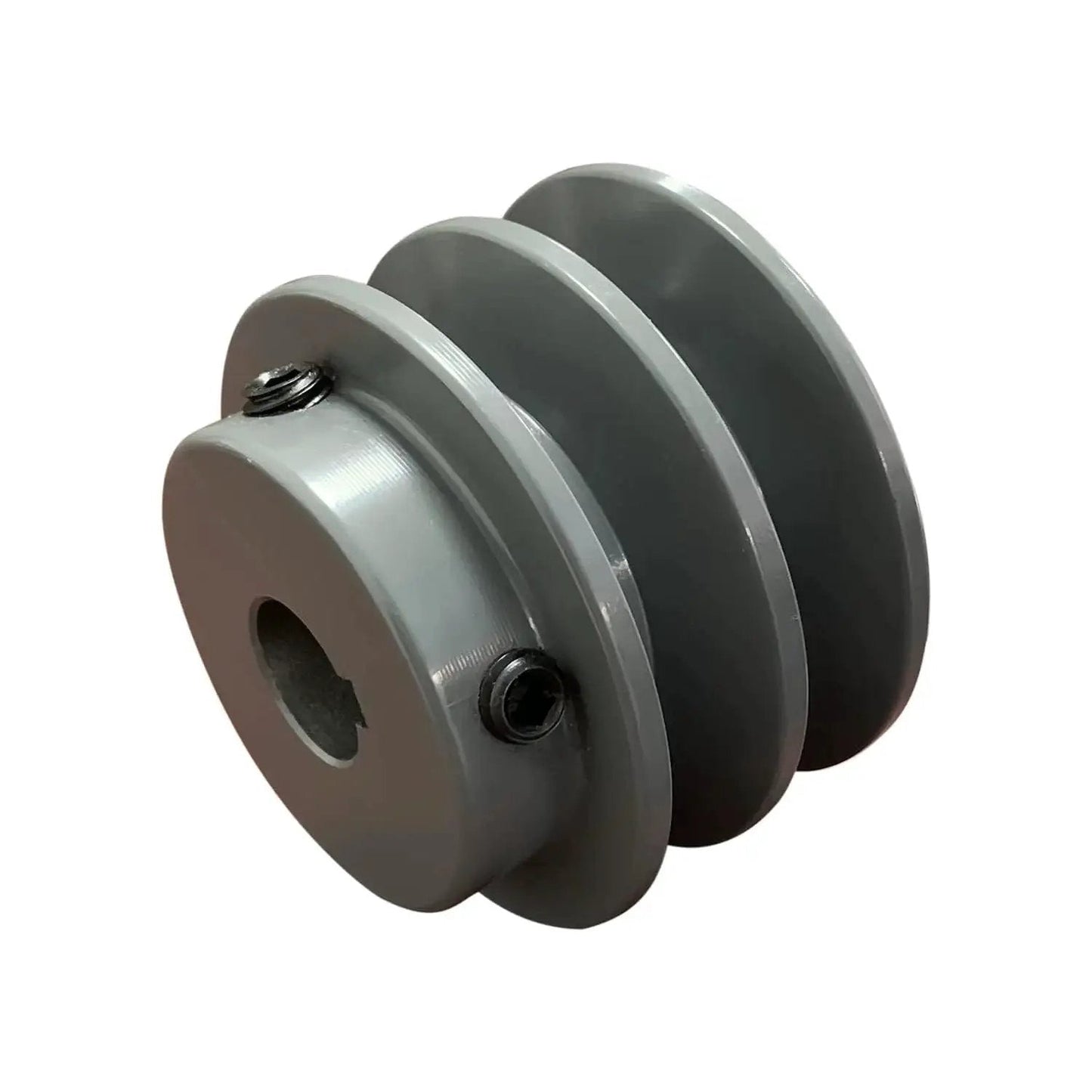 Double Groove V Belt Pulley For A And AX Belts Three L And Four L Sizes Two And A Half Inch Outer Diameter Five Eighths Inch Bore Cast Iron
