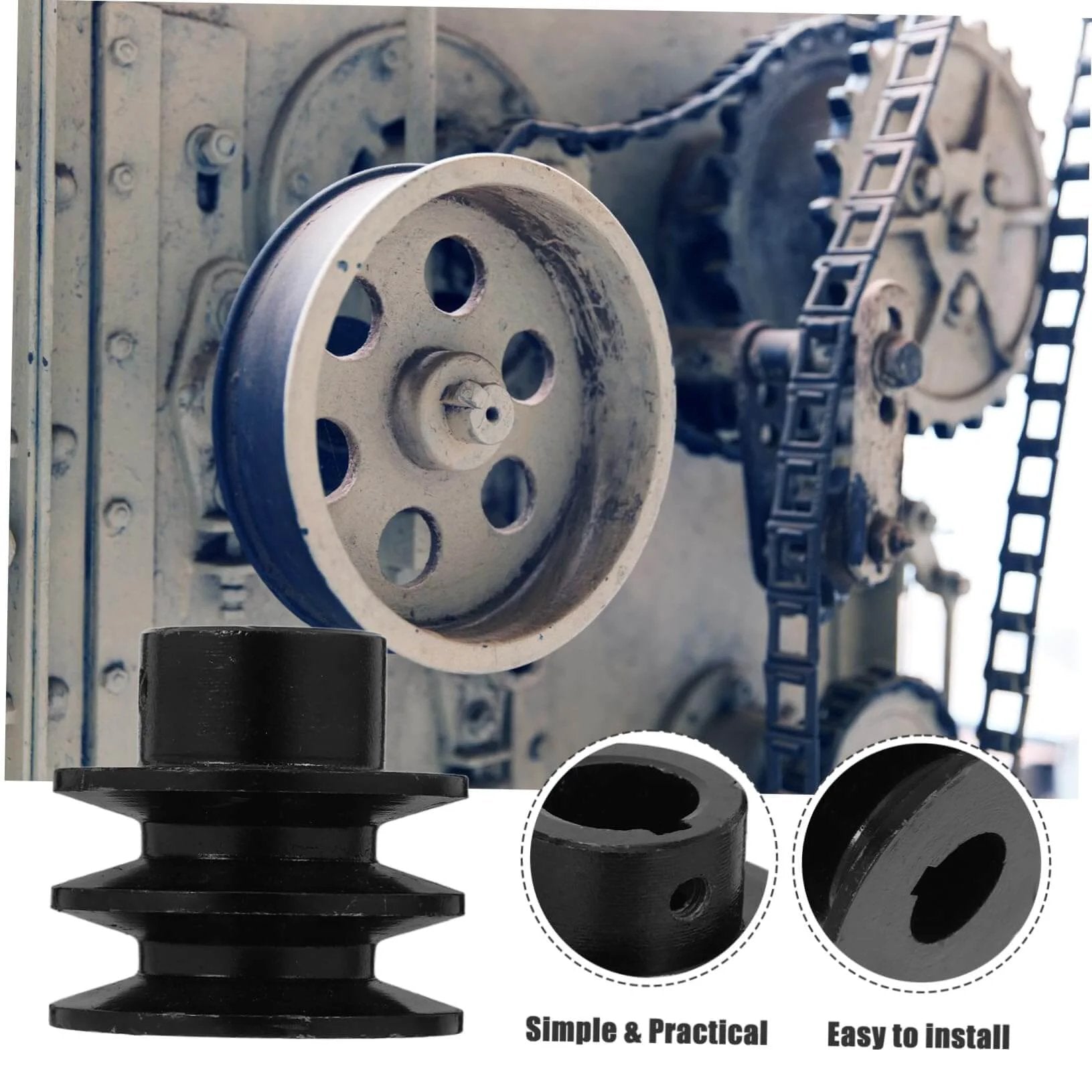 Close-up of Groove Sheave V-belt Pulley for Automotive Applications Heavy Duty Cast Construction Simple Installation for Gas Engine Water Pump