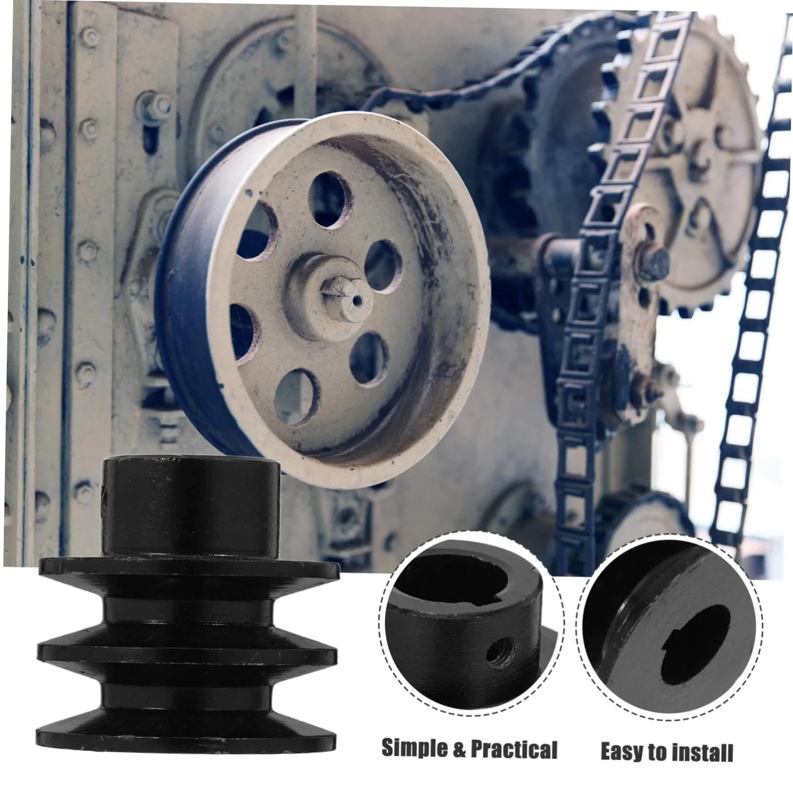 Double Groove V-Belt Pulley for Water Pump Applications Heavy Duty Cast Sheave with Simple Installation Durable Performance for Automotive Use