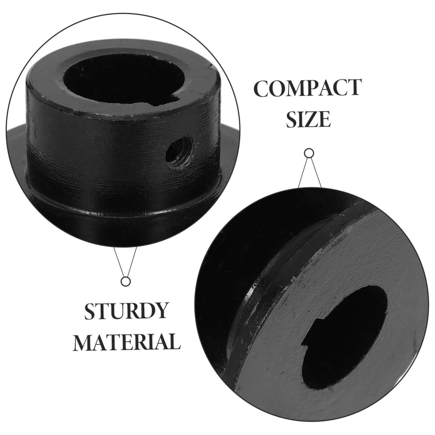 Close-up of a heavy-duty cast sheave double groove V-belt pulley for water pump applications, showcasing durable structure and compact size.