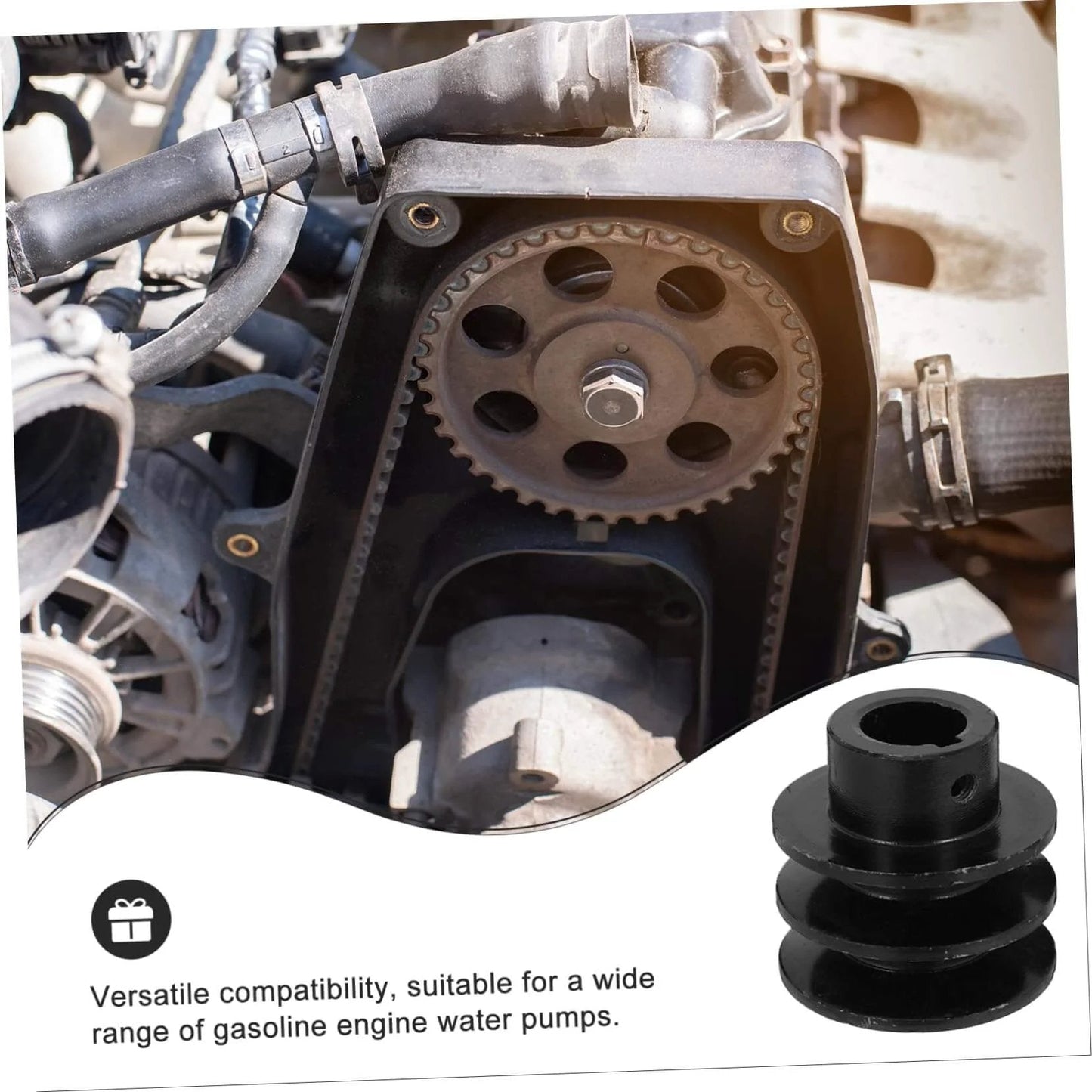 Versatile Gas Engine Belt Pulley Double Groove V-belt Sheave Replacement Pulley for Water Pump Applications shown installed