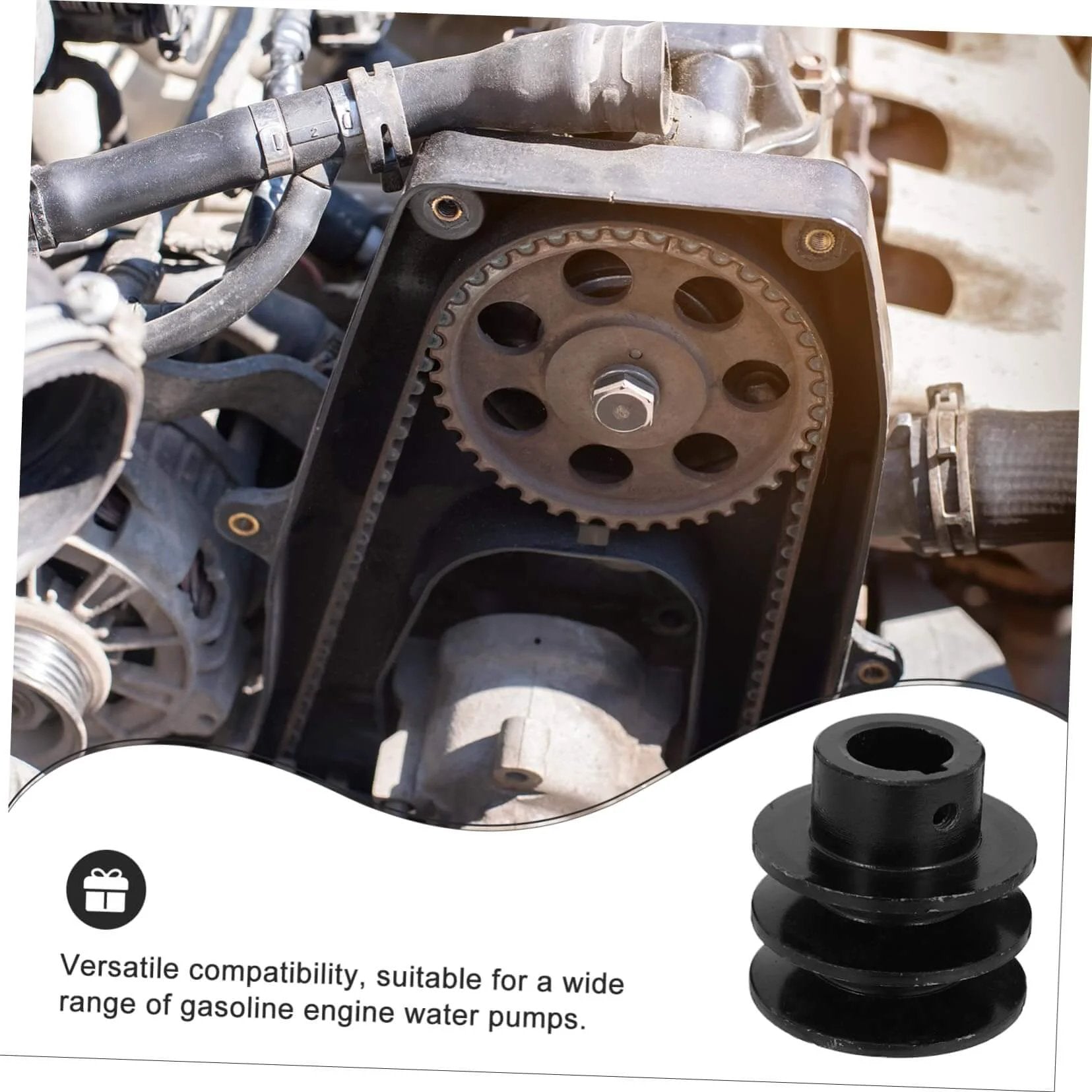 Double Groove Pulley Wall Mounted V-Belt Pulley for Gas Engine Water Pump Robust Efficient installed in engine bay