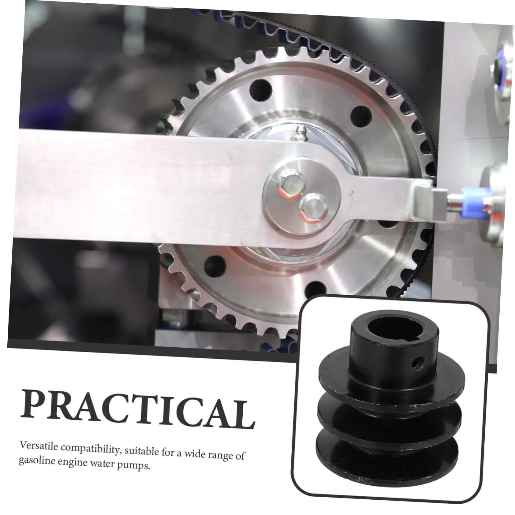 Double Groove Pulley Wall Mounted V-Belt Pulley for Gas Engine Water Pump Robust Efficient, close-up view installed in machinery
