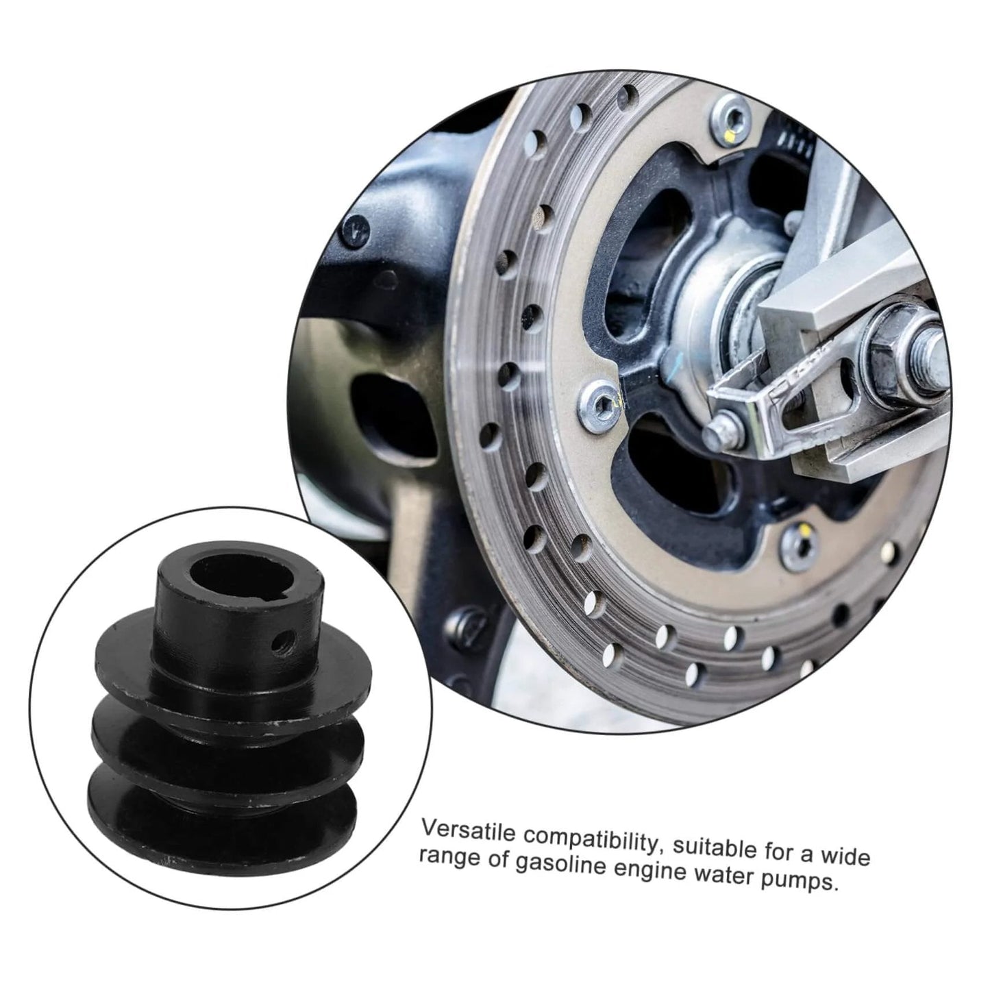Close-up of Double Groove Pulley Wall Mounted V-Belt Pulley for Gas Engine Water Pump Robust Efficient with brake disc