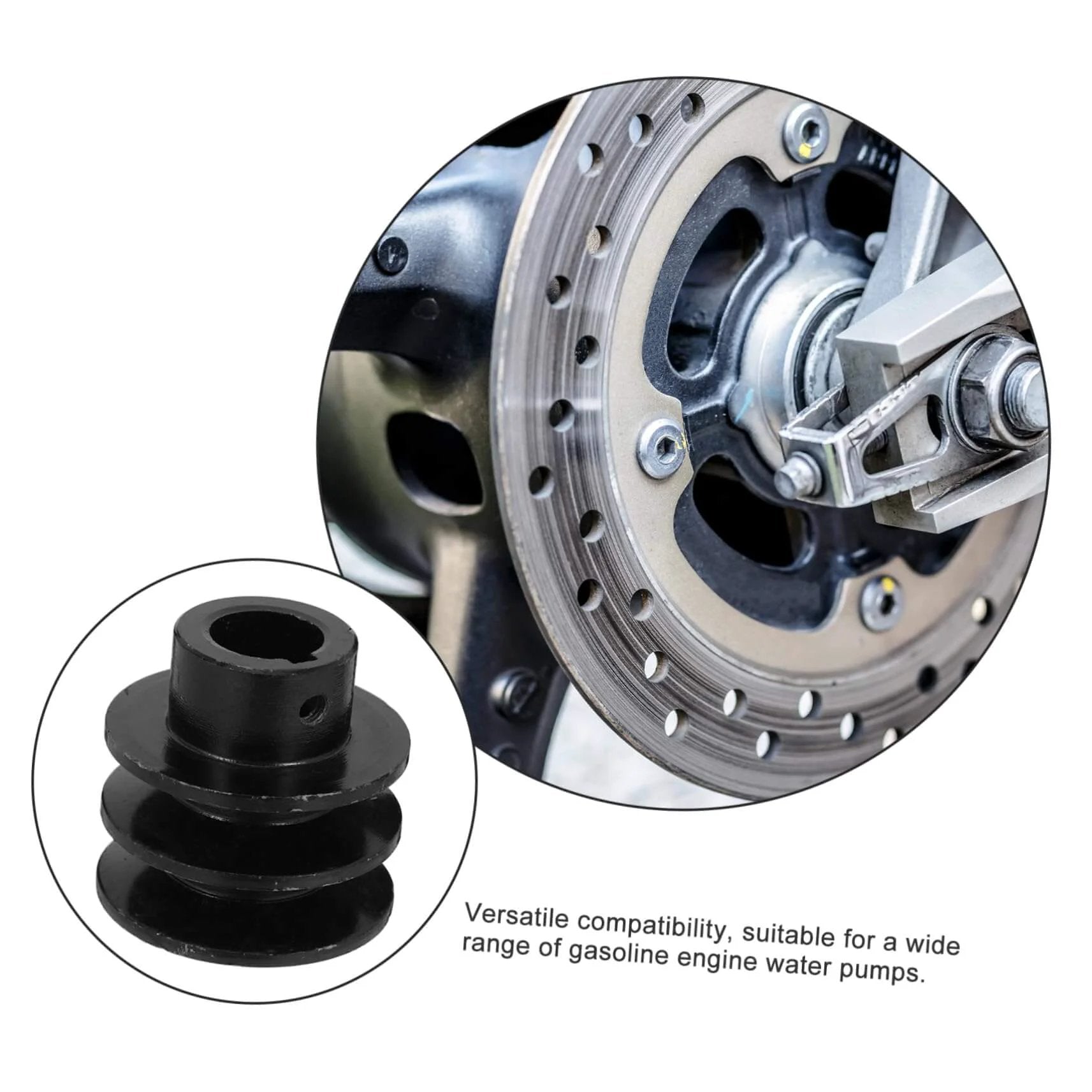 Close-up of Double Groove Pulley Wall Mounted V-Belt Pulley for Gas Engine Water Pump Robust Efficient with brake disc