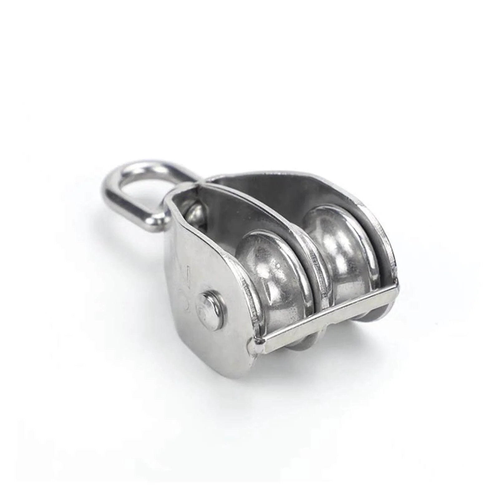 Metal Sheave Zinc Alloy Fixed Pulley Crown Block and Tackle Lifting Wheel Mini Single/Double Pulley for DIY(M25 Double) close-up