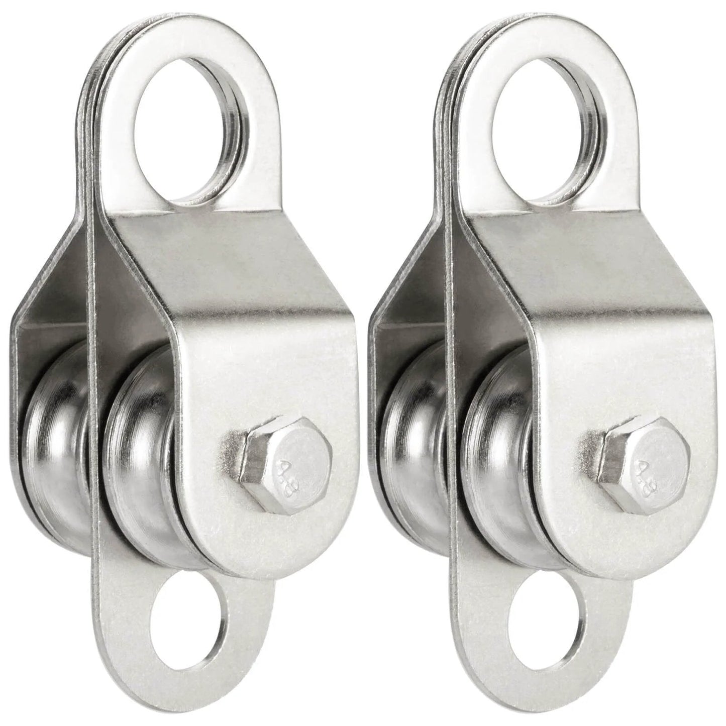 Double Pulley Block Small Snatch Cable for 0.23Inch/6mm Wire Rope, Pulley Wheel Bearing Inside, 2Pack front view