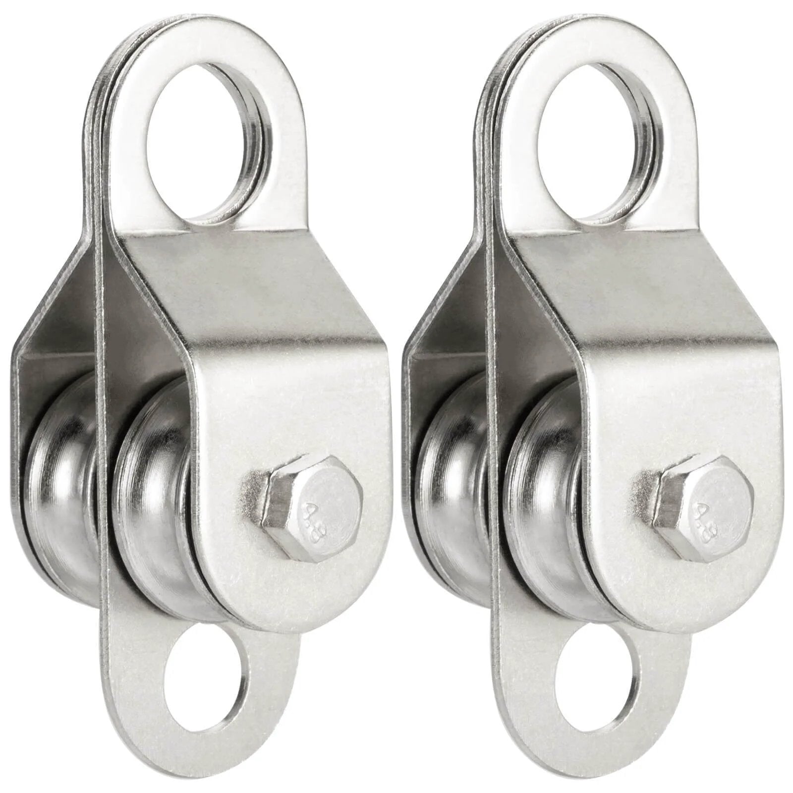 Double Pulley Block Small Snatch Cable for 0.23Inch/6mm Wire Rope, Pulley Wheel Bearing Inside, 2Pack front view