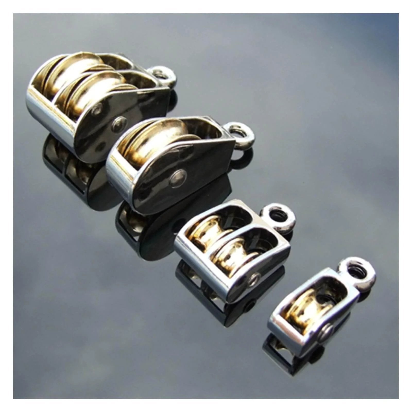 52mm Metal Sheave Zinc Alloy Fixed Pulley Crown Block and Tackle Lifting Wheel Mini Single/Double Pulley for DIY(52mm Double Pulley)