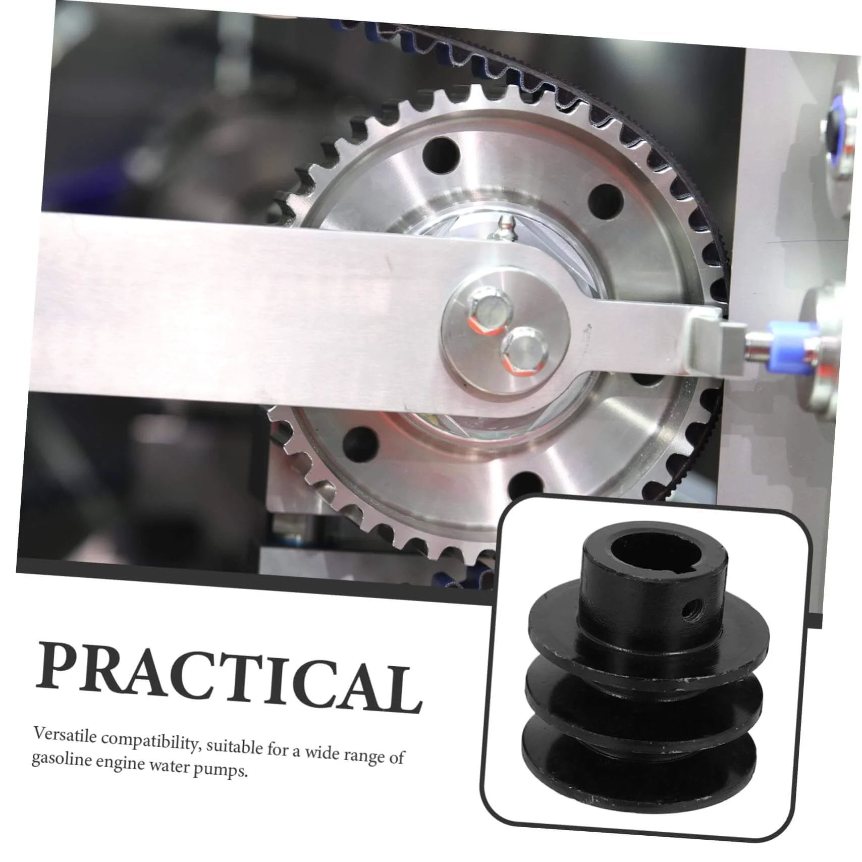 Sturdy Type Double Slot Pulley Gas Engine Groove V-belt Sheave Replacement Belt Pulley Wheel shown in engine setup