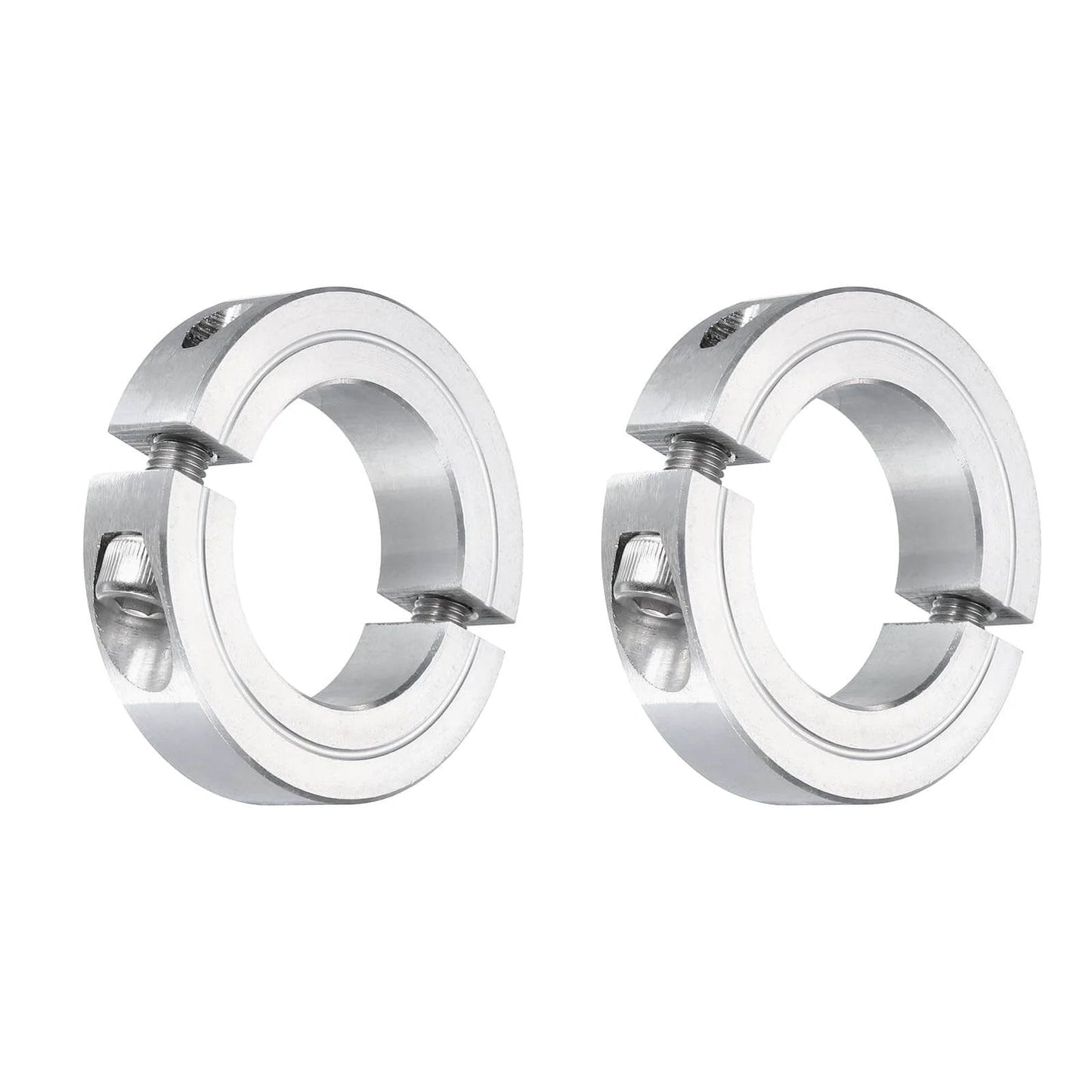 2pcs Double Split Clamp-On Shaft Collar for 1-1/4" Shaft, Two-Piece Clamping Collar, 2-1/16" OD, 1/2" Thickness, Aluminum Alloy Set Screw Split Collar Clamp
