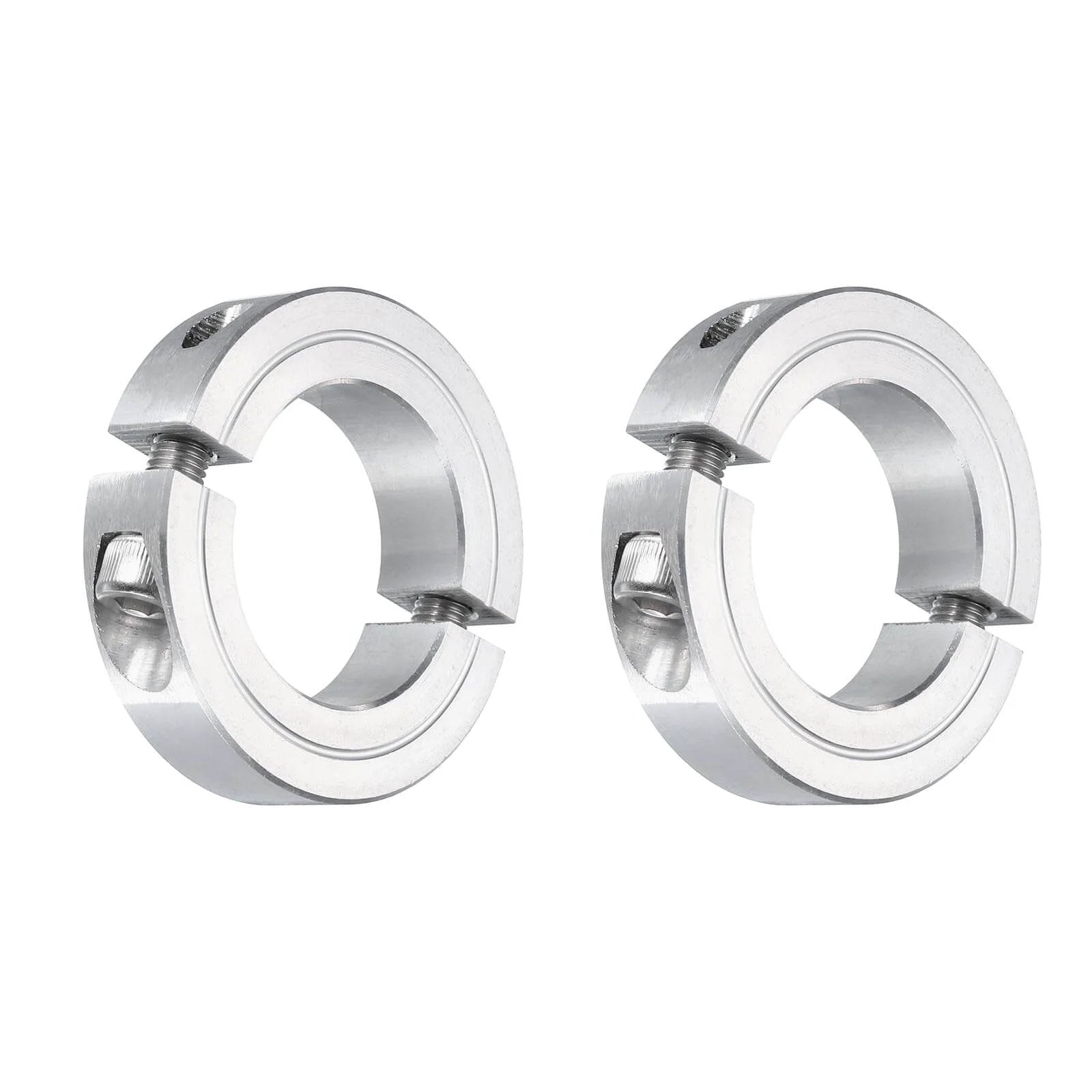 2pcs Double Split Clamp-On Shaft Collar for 1-1/4" Shaft, Two-Piece Clamping Collar, 2-1/16" OD, 1/2" Thickness, Aluminum Alloy Set Screw Split Collar Clamp