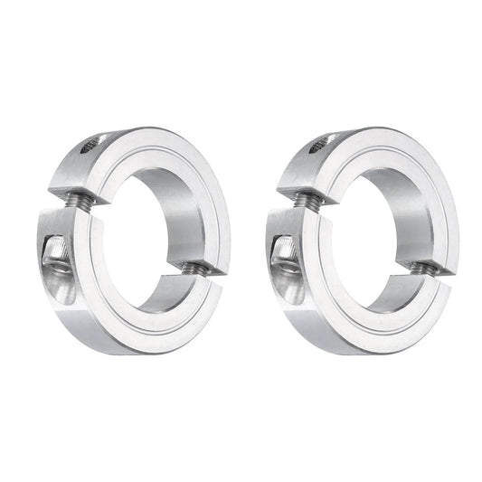 2pcs Double Split Clamp-On Shaft Collar for 1-1/4" Shaft, Two-Piece Clamping Collar, 2-1/16" OD, 1/2" Thickness, Aluminum Alloy Set Screw Split Collar Clamp