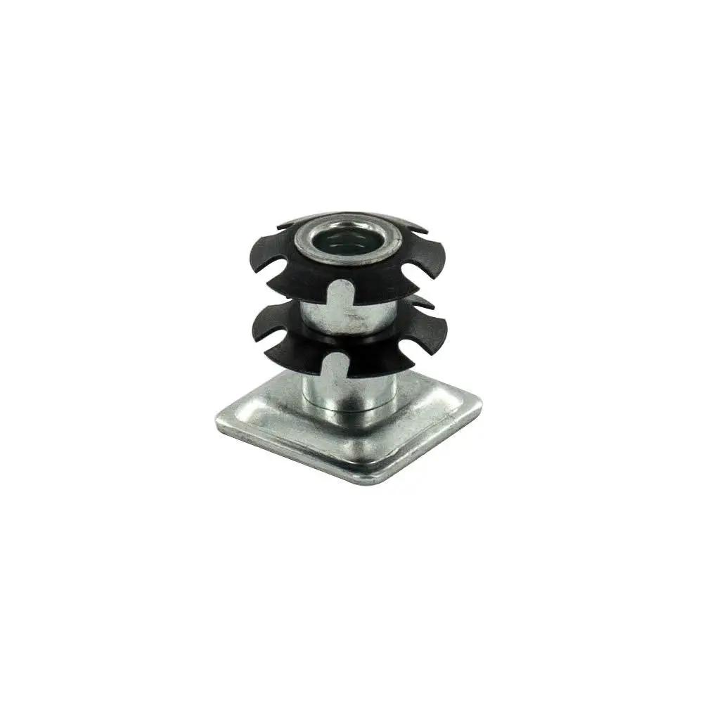 One Inch Square Metal Double Star Caster Insert With 5/16-18 Threaded Stem For 2 Inch Wheel Industrial Casters Set Of Four With Brakes