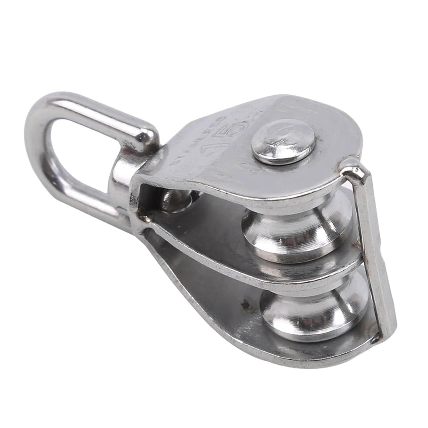 M25 Stainless Steel Pulley Single/Double Wheel Swivel Lifting Rope Pulley Set Bearing Lifting Wheel Tools(M25,Double Pulley).