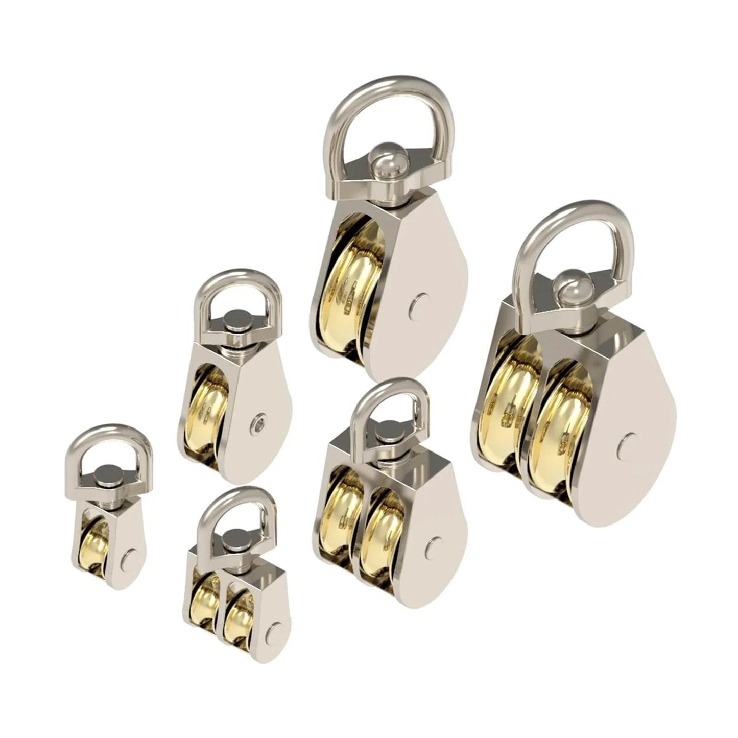 58mm Single/Double Wheels Metal Sheave Zinc Alloy Pulley Crown Block and Tackle Lifting Wheel Mini Double Pulley for DIY