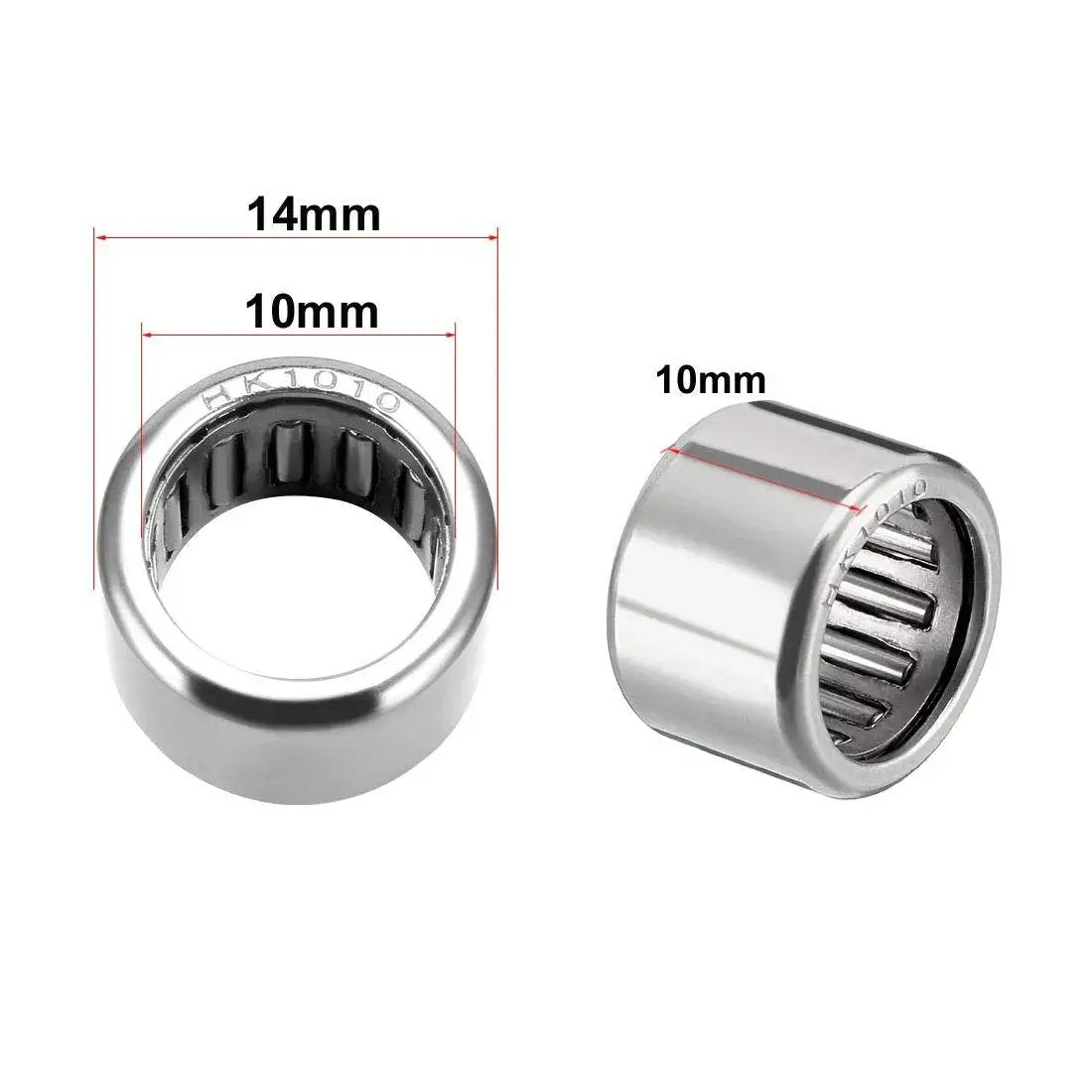 Drawn Cup Needle Roller Bearing Set Open End HK1010 10mm Bore 14mm Outer Diameter 10mm Width Pack Of 10