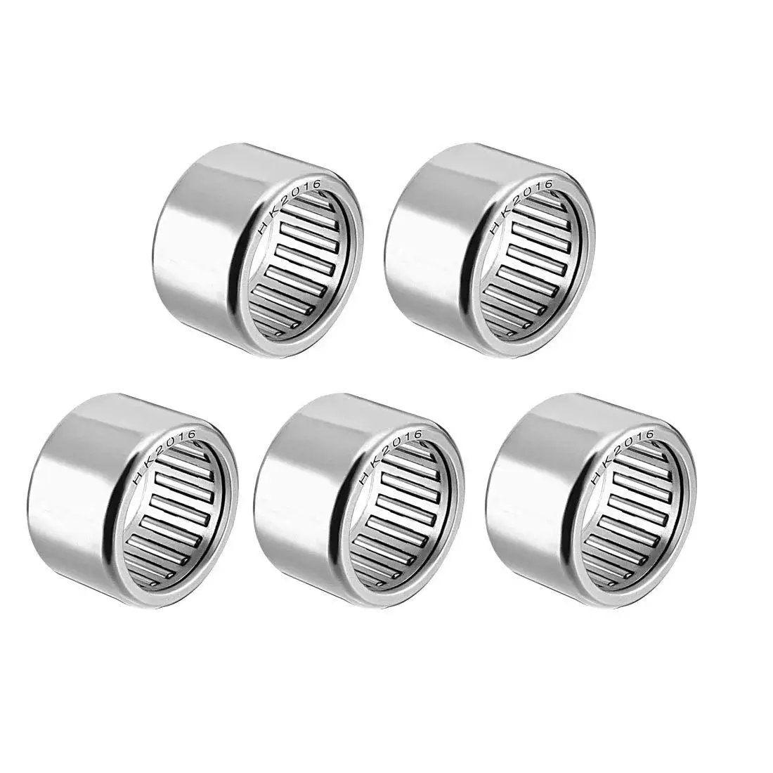 Five Drawn Cup Needle Roller Bearings HK2016 Open End 20mm Bore 26mm Outer Diameter 16mm Width Pack Of 5 Pre Lubricated by uxcell