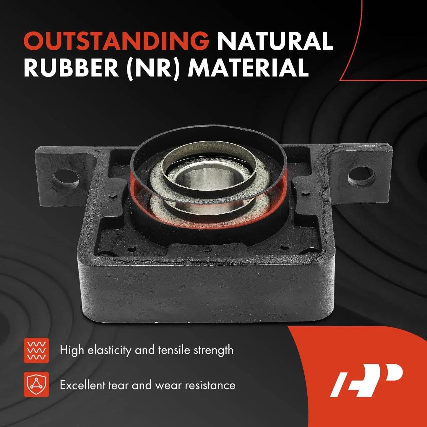 Front view of Driveshaft Center Support Bearing Carrier For Dodge Ram 1500 2500 3500 1994 To 2003 And GM SUVs, highlighting rubber material
