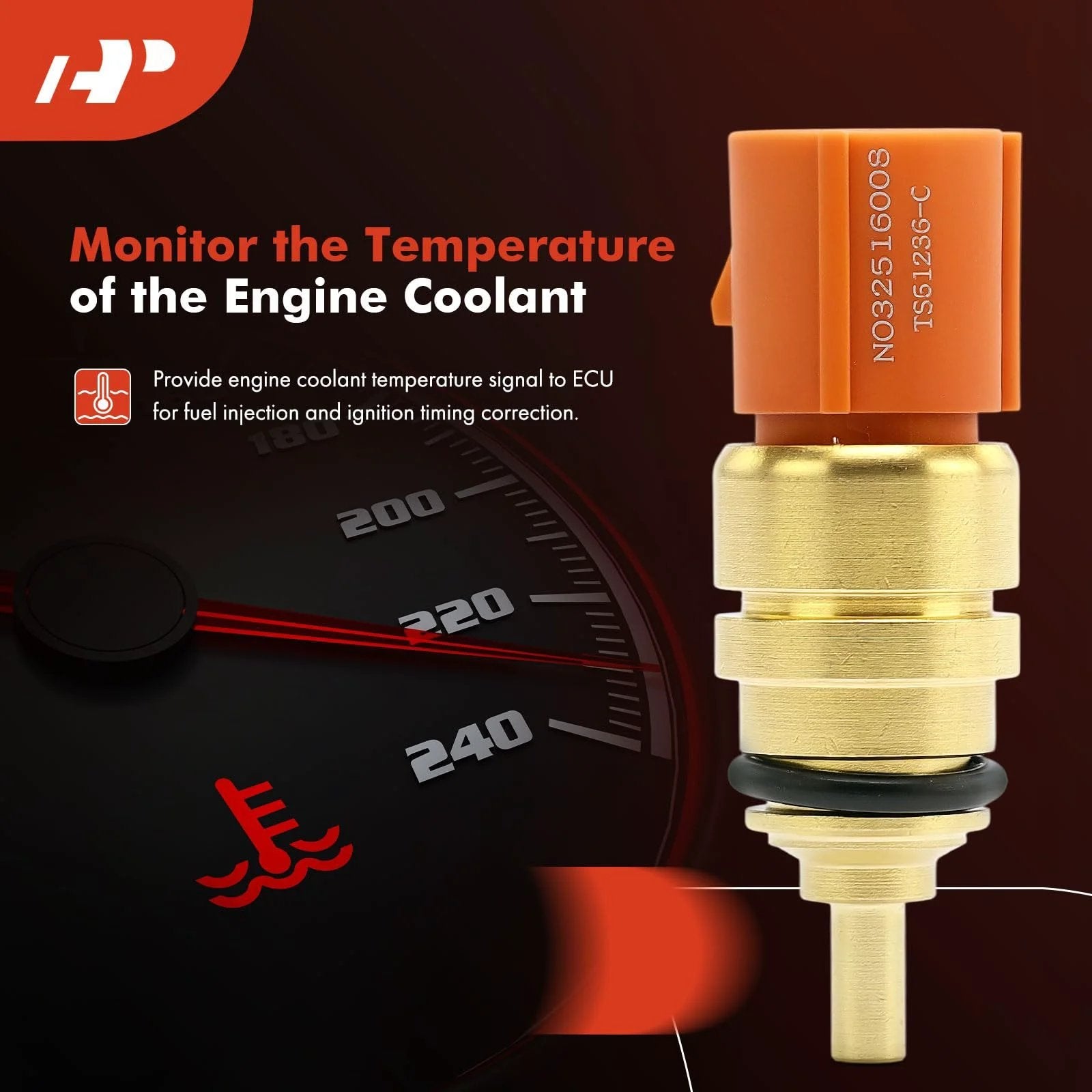 Drop In Engine Coolant Temperature Sensor 4 Pin For Hyundai And Kia Cars, front view with 4-pin connector and brass body.