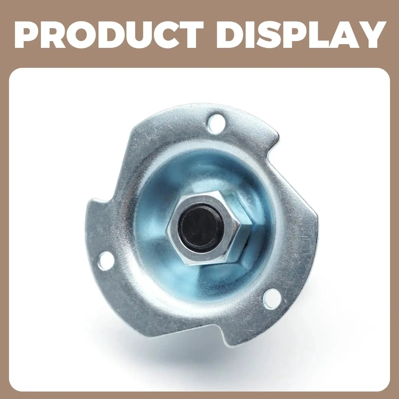 Close-up view of dryer drum support shaft and bearing from the replacement kit for GE Kenmore Hotpoint dryers, metal finish.