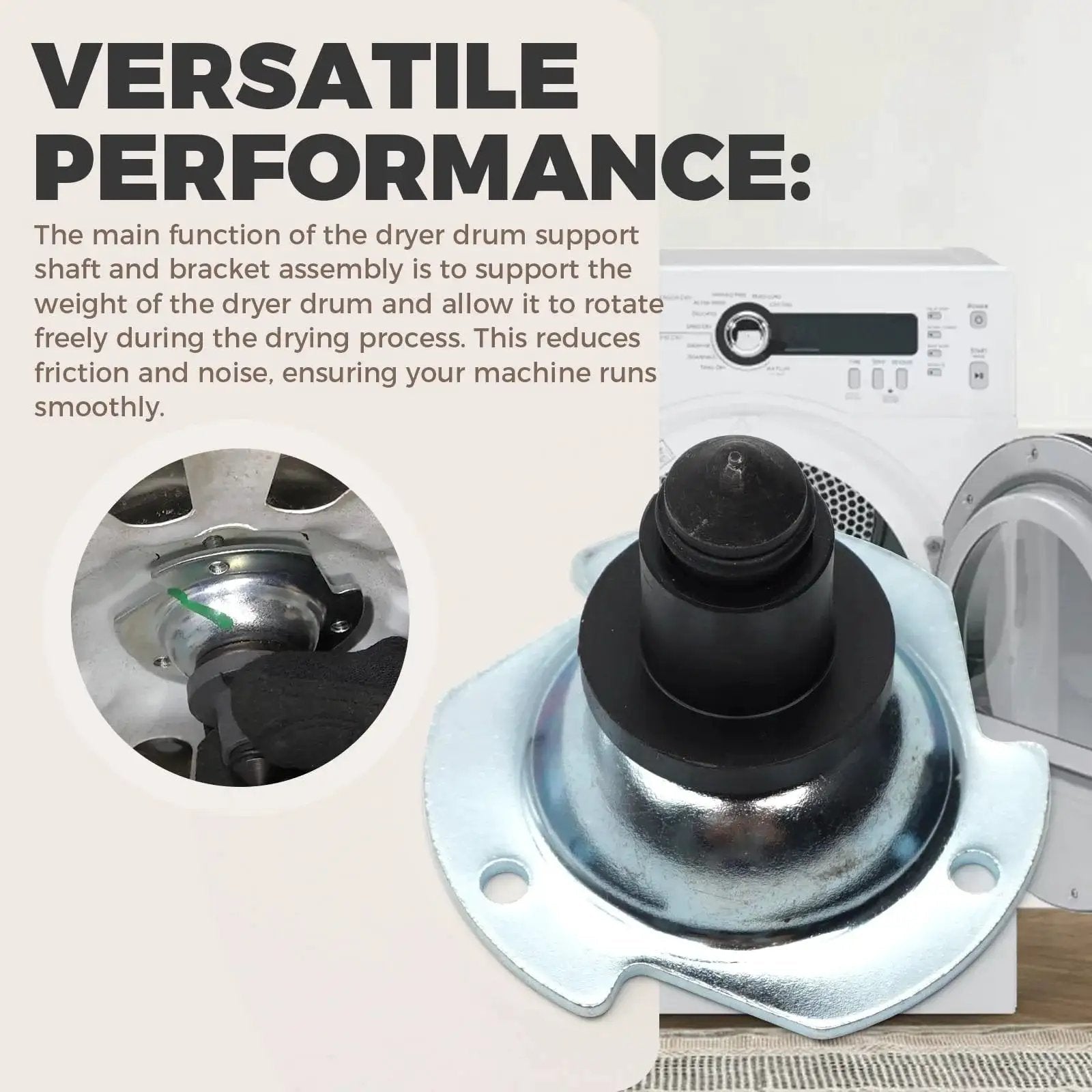 Dryer Drum Support Shaft And Bearing Replacement Kit For GE Kenmore Hotpoint Dryers with installed image