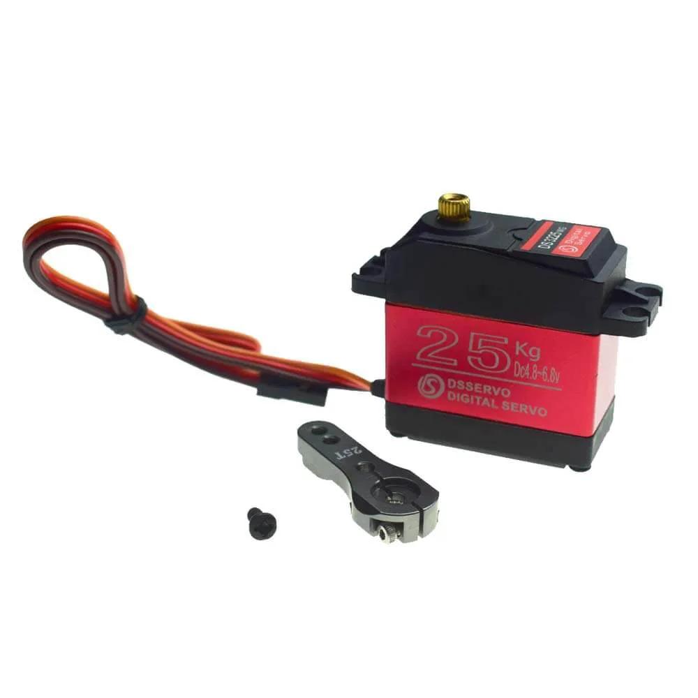 Servo High Torque Metal Gear Standard Digital Servo 25KG/0.13S 6.8V for 1/8 1/10 RC Cars (Control Angle 180) with cables and arm