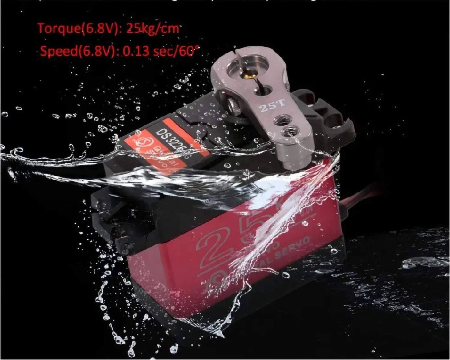 Servo High Torque Metal Gear Standard Digital Servo 25KG/0.13S 6.8V for 1/8 1/10 RC Cars, waterproof design