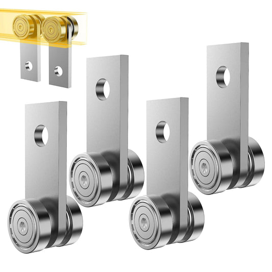 2 Wheel Trolley Assembly Rollers with Dual Bearings for 1-5/8 Inch & Taller Strut Channel, 4 Sets