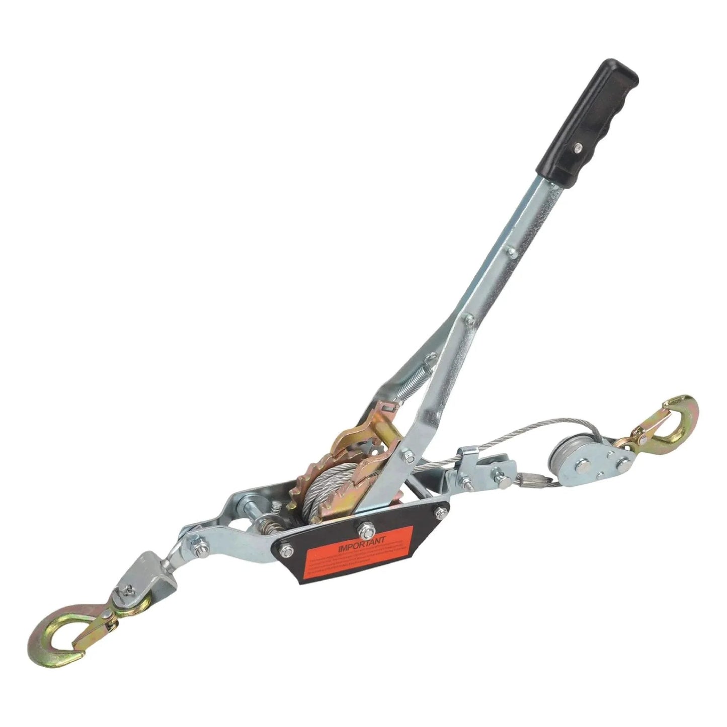 2 Ton Dual Gear Come Along Winch With Steel Cable 5mm 78 Inch Length 2 Hook Hand Puller side view