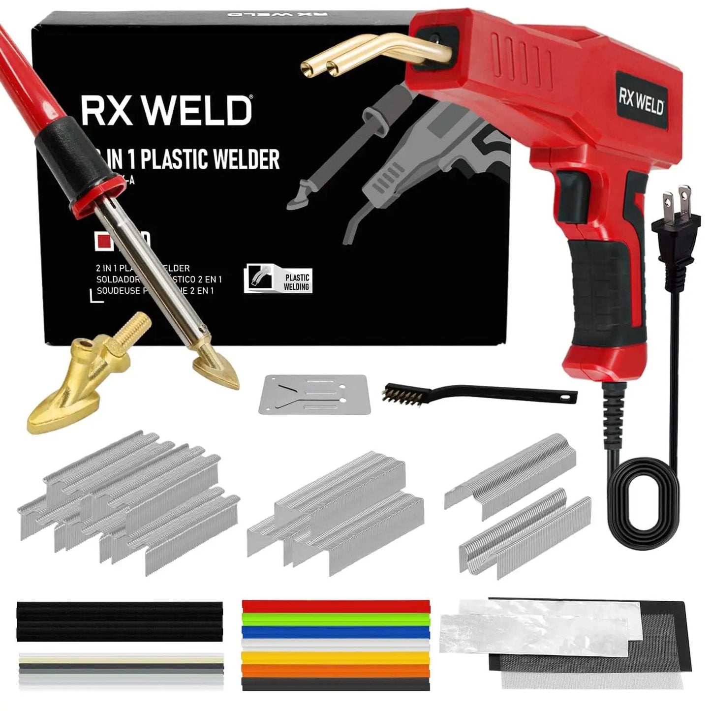 Two In One Plastic Welder Kit With 100W Welding Gun And Soldering Iron 110V 120V For Car Bumpers Cracks Kayaks And Plastic Toys
