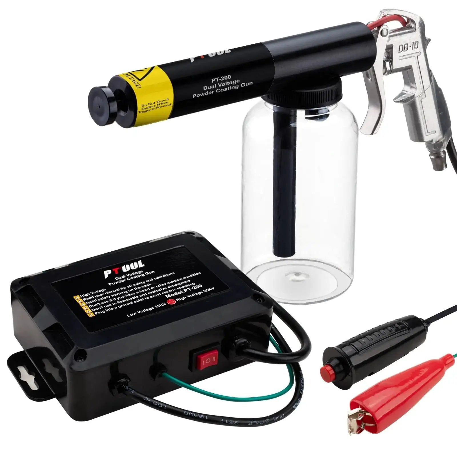 Powder Coating Gun System For Metal Wood And Plastic Dual Voltage 15KV 25KV Versatile Electrostatic Coating Kit Model PT 200