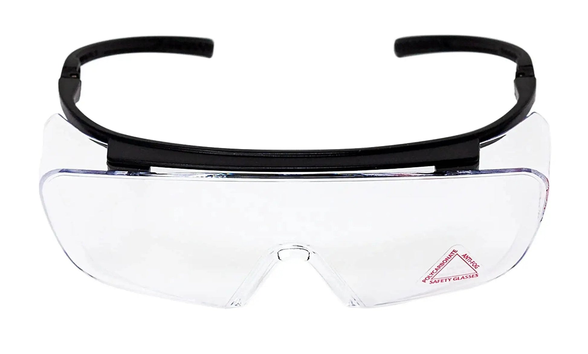 Front view of Duarte Premium Over Glasses Safety Eyewear With Anti Fog Lenses ANSI Z87.1 showing clear polycarbonate lens