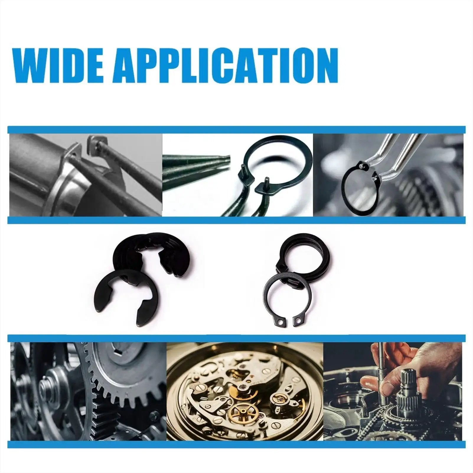 Wide application of 528Pcs E Clips And External Retaining Rings Set For DIY And Pro Grade Hardware, suitable for various machinery.