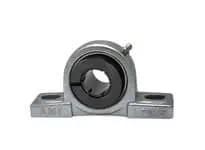 Front view of UELP207-23NP 1-7/16 inch Wide Accu-Loc Nickel Plated Low Base Single Pillow Block Unit with NP Low-Profile Shaft