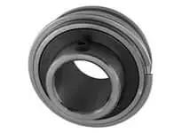 Front view of SER202 15mm Single Ball Bearing Insert for Pillow Block, wide inner ring, cylindrical O.D., set-screw locking.