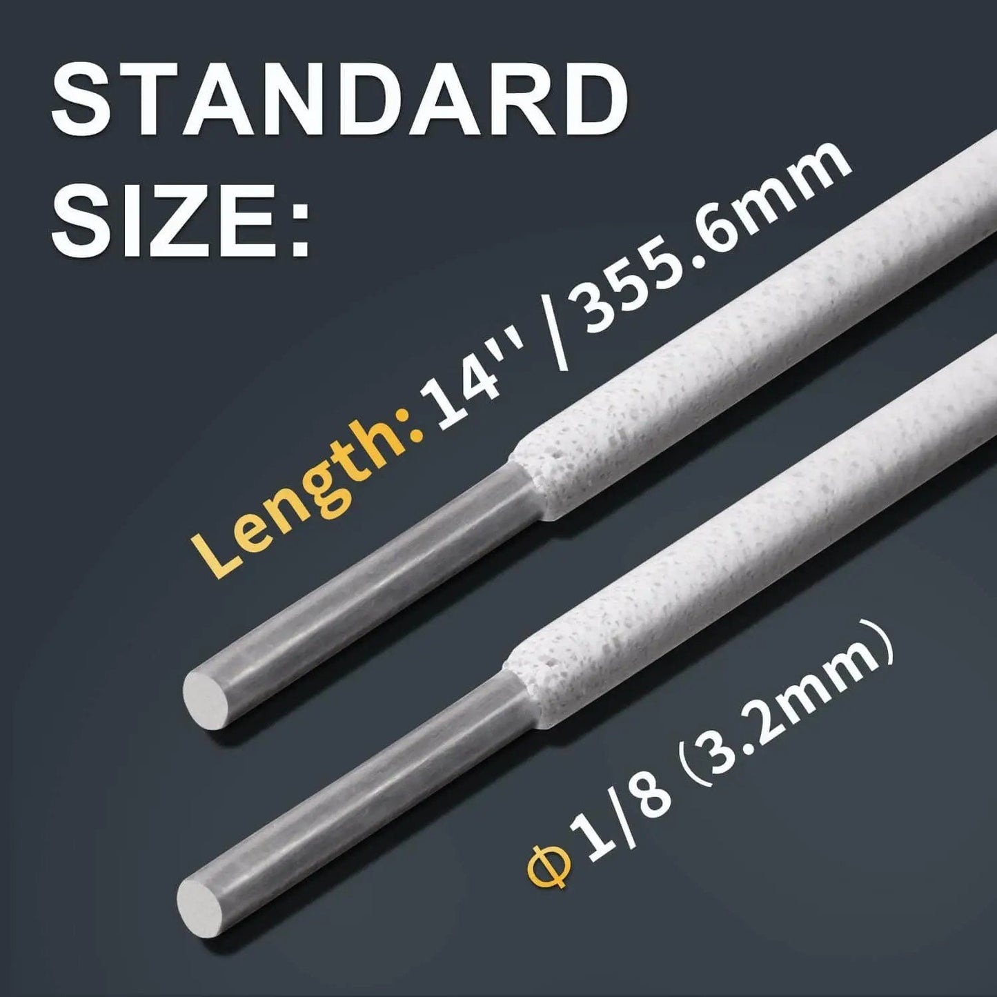 E4043 Aluminum Welding Rods 1 lb 1/8 in by 14 in AWS A5.3 Class E4043 for Aluminum Alloy Repair with dimensions shown