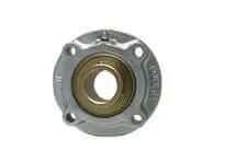 Front view of Single UCFCS210NPMZ2 50mm Piloted Flange Cartridge Bearing with nickel-plated cast iron housing and wide inner ring.