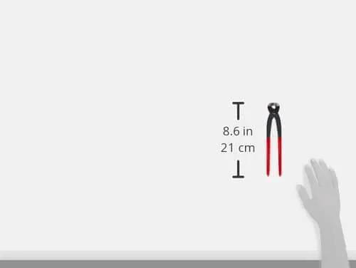Knipex Tools Eight Point Seven Five Inch Ear Clamp Pliers 1 Ear 2 Ear Clamp Tool 1098i220 with size comparison