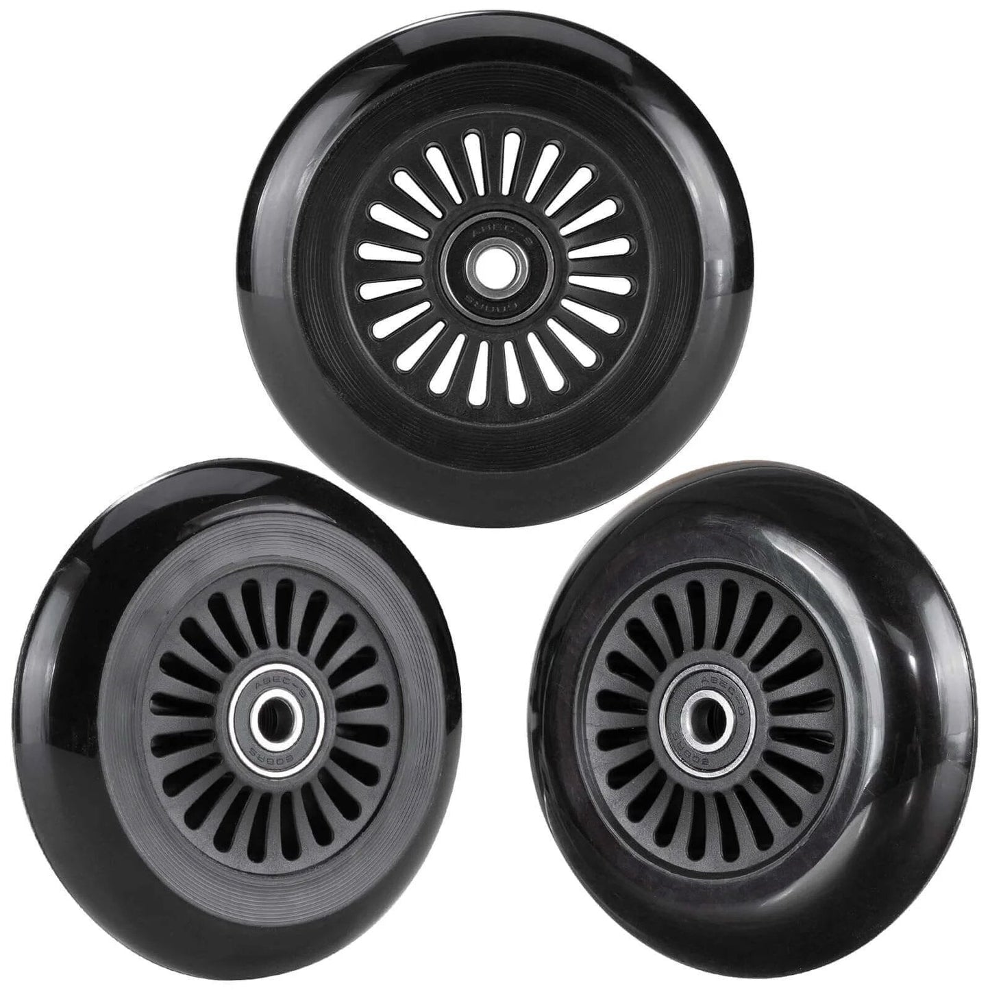 Easy Roller Replacement Wheels w/Bearings ABEC-9 for Ez Rollers Classic Drifter Junior New Twist On A Classic Scooters - Set of 3 (Black)