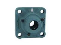 Front view of CUCF207C 35mm Wide Inner-Ring Set-Screw Ball Bearing Insert in CF207 4-Bolt Cast Iron Flange Housing, M12 Bolt Size