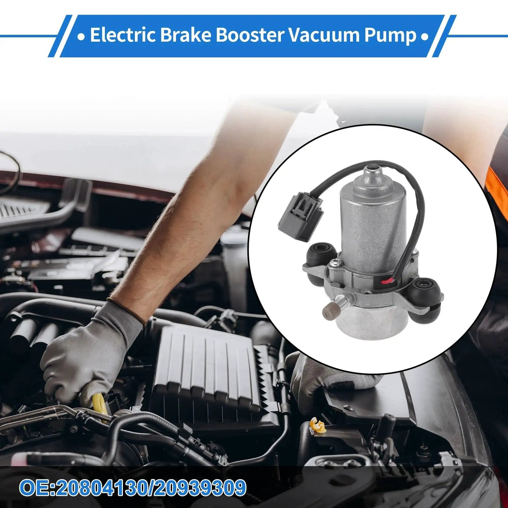 Mechanic installing Electric Brake Vacuum Pump For Cadillac CTS 2008 To 2014 in engine bay.