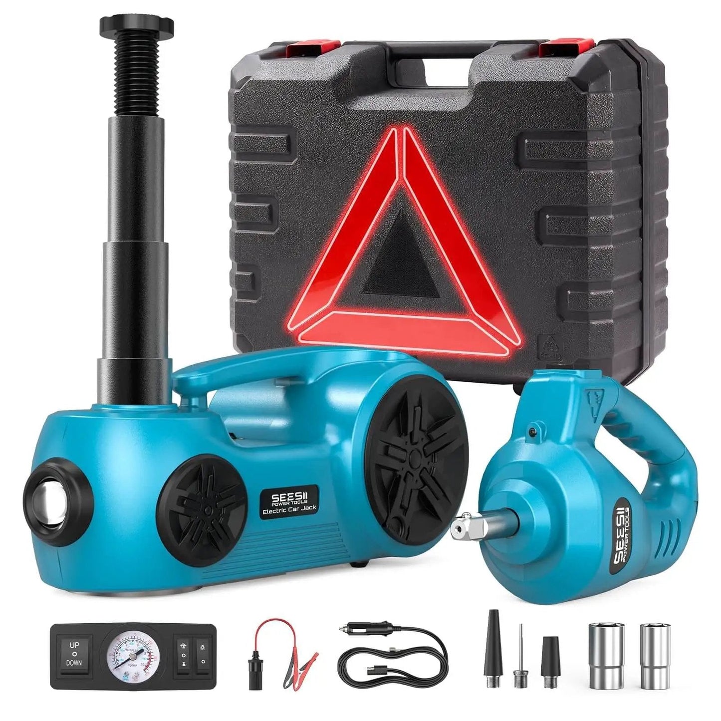 Beast 3 In 1 Electric Car Jack Kit With 5 Ton 12V Hydraulic Floor Jack Impact Wrench And Tire Inflator Pump For SUV MPV Sedan Truck 17 Inch Lift Range Built For Quick Tire Changes And Garage Repairs Seesii