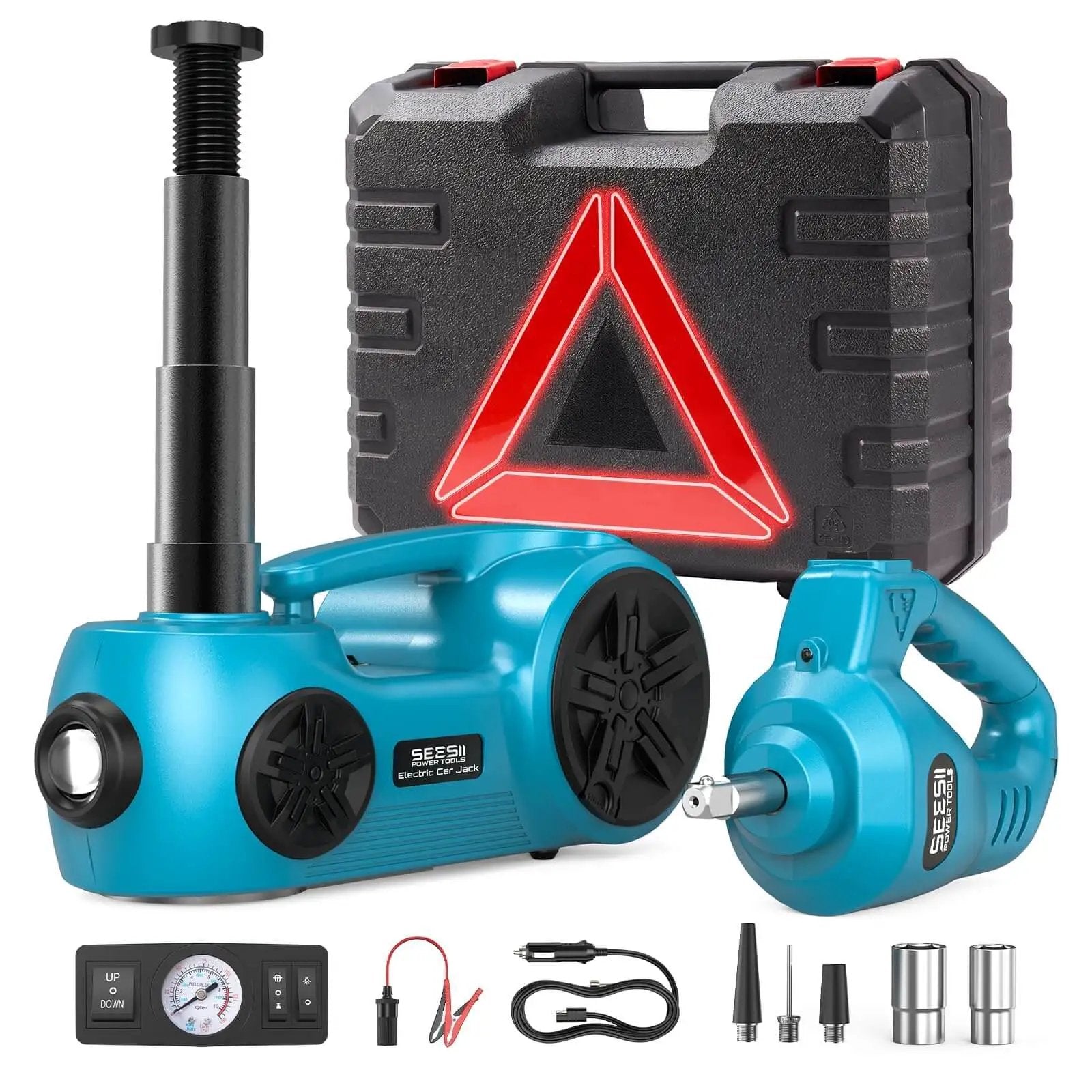 Beast 3 In 1 Electric Car Jack Kit With 5 Ton 12V Hydraulic Floor Jack Impact Wrench And Tire Inflator Pump For SUV MPV Sedan Truck 17 Inch Lift Range Built For Quick Tire Changes And Garage Repairs Seesii