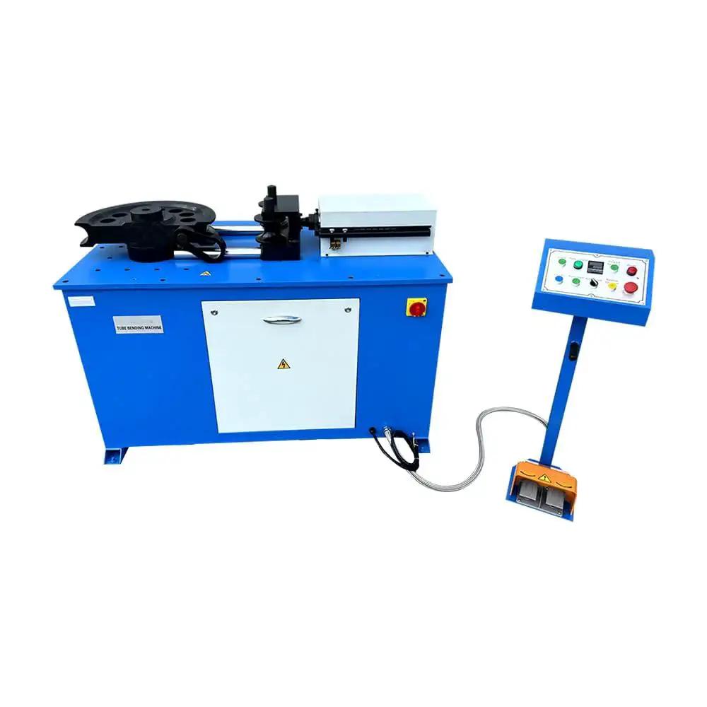 7HP Programmable Electric Hydraulic Tube And Pipe Bender With 3 Inch And 2-3/8 Inch Dies Included PLC Controlled Machine in blue